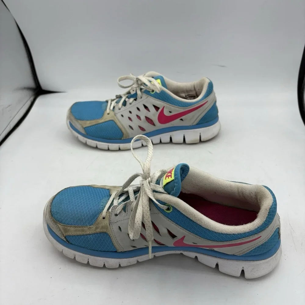 Nike Shoes Girls Youth Size 7 Y Flex 2013 Run Athletic Blue Gray Sneakers
